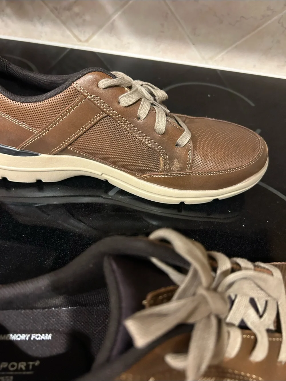 Rockport Men's Brown and Cream Lace-Up Athletic Sneakers